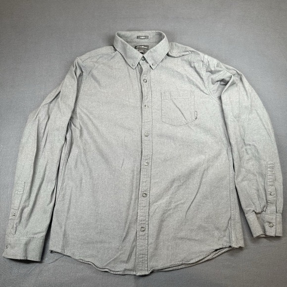 Eddie Bauer Other - EDDIE BAUER Shirt Men's TL Herringbone Flannel Button Up Classic Fit Cotton Gray